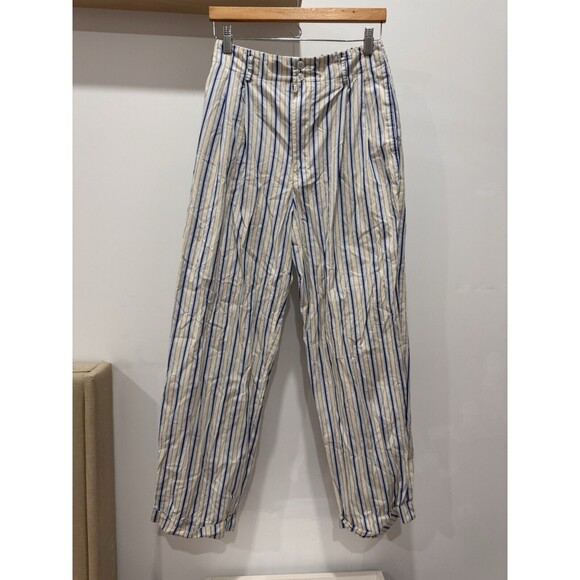 Ralph Lauren Blue Label Womens Sz 8 Striped Jacquard Cotton Straight Pant White - Picture 1 of 8